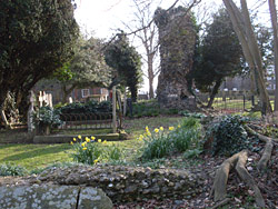 Ruined nave in churchyard